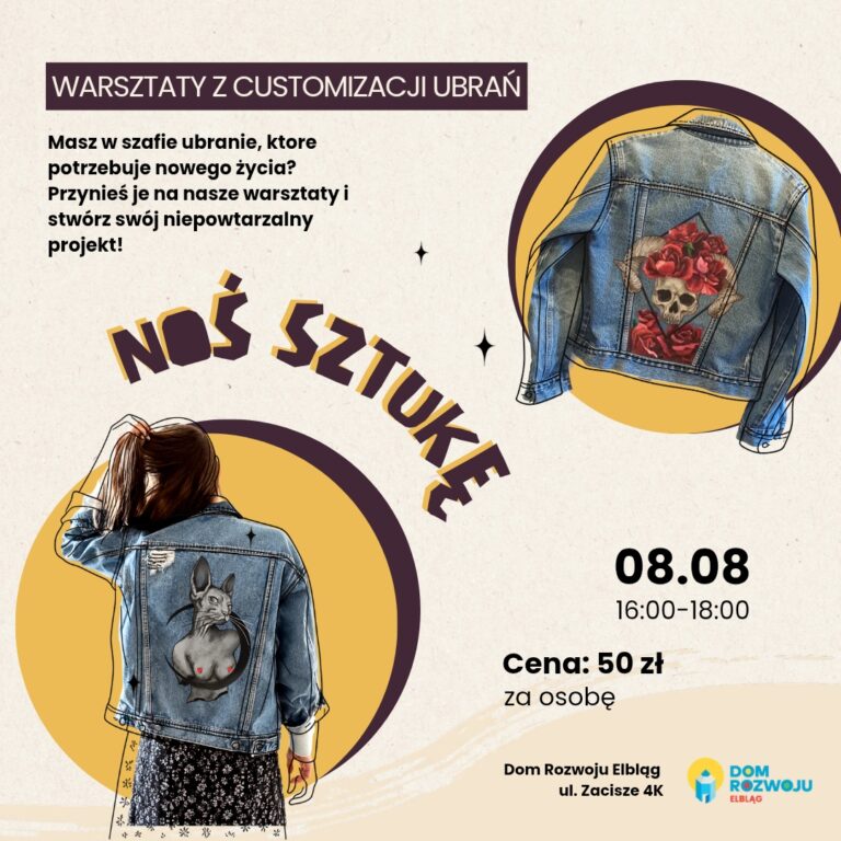 Noś sztukę - warsztaty z customizacji ubrań w Domu Rozwoju Elbląg